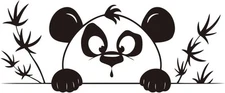 Panda and Bamboo Wall Stickers – 9"x22" Removable PVC Black-jzy295-panda 