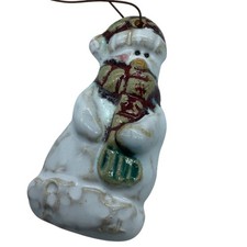 Vtg Handcrafted Ceramic Santa Claus Christmas Ornament 3.5 Primitive Folk Art