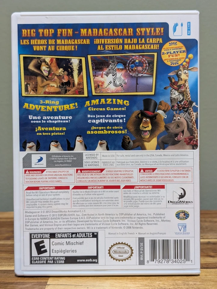 Madagascar 3: The Video Game (Nintendo Wii, 2012)➡️CIB - Tested - Near Mint 📀! - Image 2 of 4
