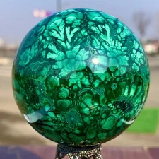 432G Natural glossy Malachite ball transparent cluster rough mineral sample