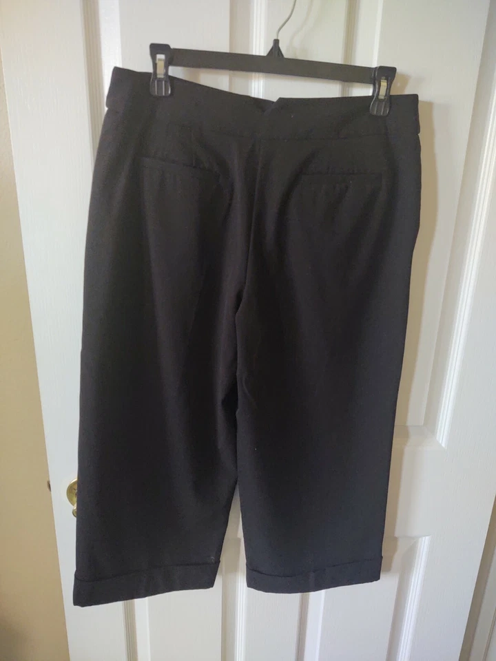 Pantalones capris para mujer George negros de vestir con puños talla 8 Foto 2 de 4