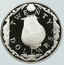 1985 British Virgin Islands TREASURES Perfume Bottle PF Silver $20 Coin i116847