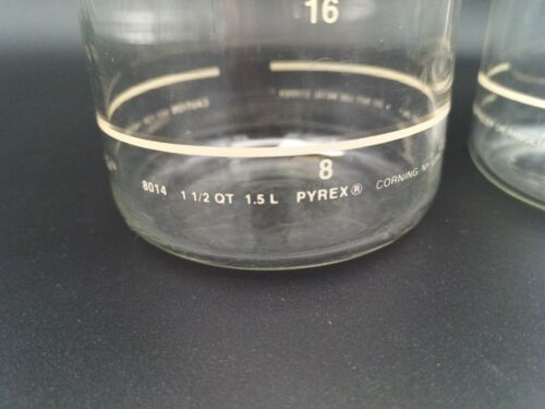 Set Vintage Pyrex 8014 1,5L 40oz 1 1/2 QT Klarwasser Saft Karaffe + Deckel - Bild 3 von 8