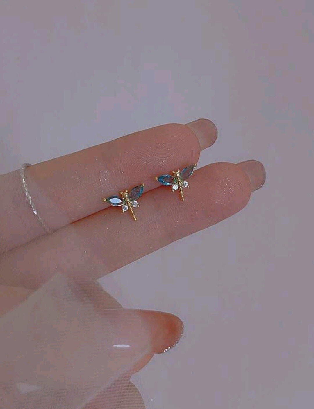 Dragonfly Stud Earrings 14K Gold & 925 Silver Birthday Gifts for Women