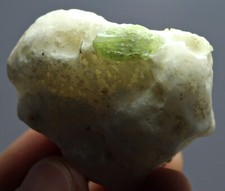 Rare Green Pargasite Crystal on Calcite Mother Rock from Afghanistan 134.0 CT