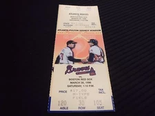 Boston Red Sox vs. Atlanta Braves March 30,1996 Baseball Game Ticket Stub 