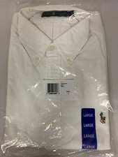 New Polo Ralph Lauren Men Long Sleeve Iconic Oxford White Classic Logo Sz Large