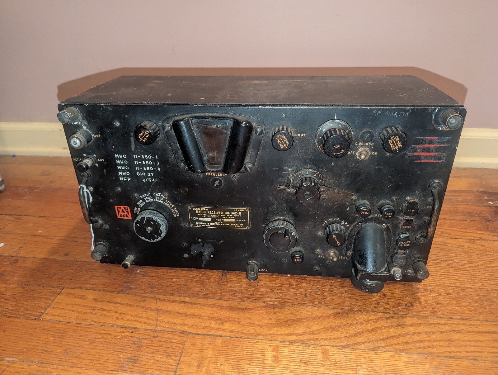 US Army Signal Corps BC342N Receiver AM/CW/ Untested Unit 1943 eBay