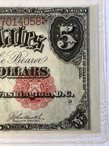 1907 $5 Legal Tender Woodchopper Large Size Note PMG Graded "Ch XF 45 EPQ" Fr#91 - Picture 7 of 20