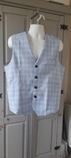 OYOG,Light Blue Check Waistcoat, Size XL, Very Smart