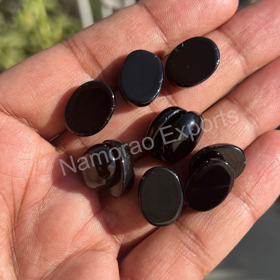 Natural Black Onyx Oval 3x5 mm to 15x20 mm Cabochon Loose Gemstone Lot - Image 3 of 4