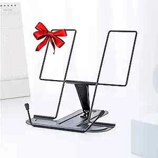  Metal Book Stand for Desk, Adjustable Reading Rest Book Holder, Portable Black