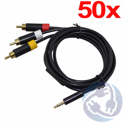 LOT 50X - Composite RCA AV A/V Audio Video Cable Cord for Microsoft Xbox 360 E