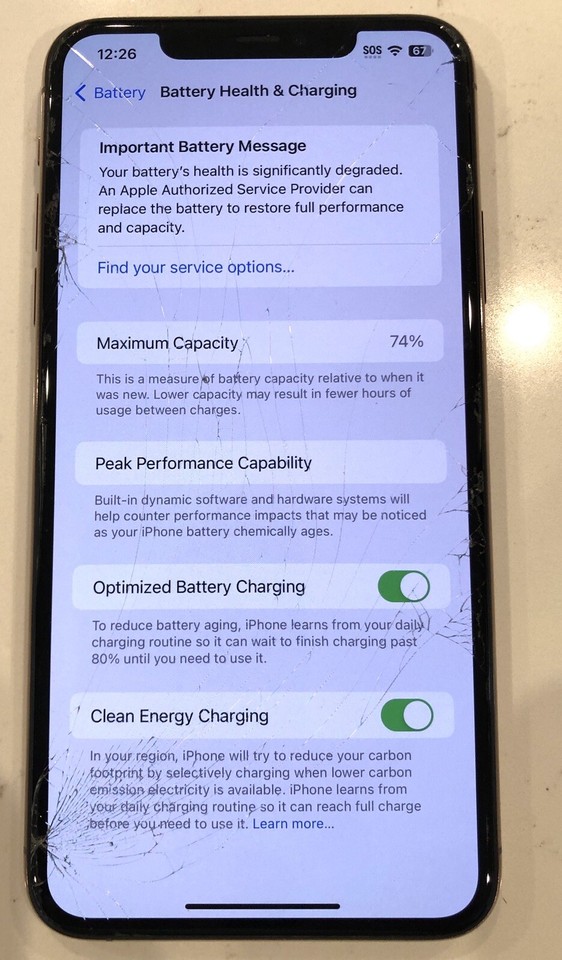 Apple iPhone 11 Pro Max 256GB Rose Gold Unlocked Cracked Screen 74🔋🔥