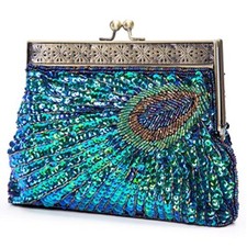 Beaded Sequin Peacock Evening Clutch Bags Evening Bag Party Wedding Purse Clutch