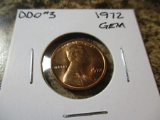 1972 Lincoln Cent RARE DDO # 3 GEM BU   WW