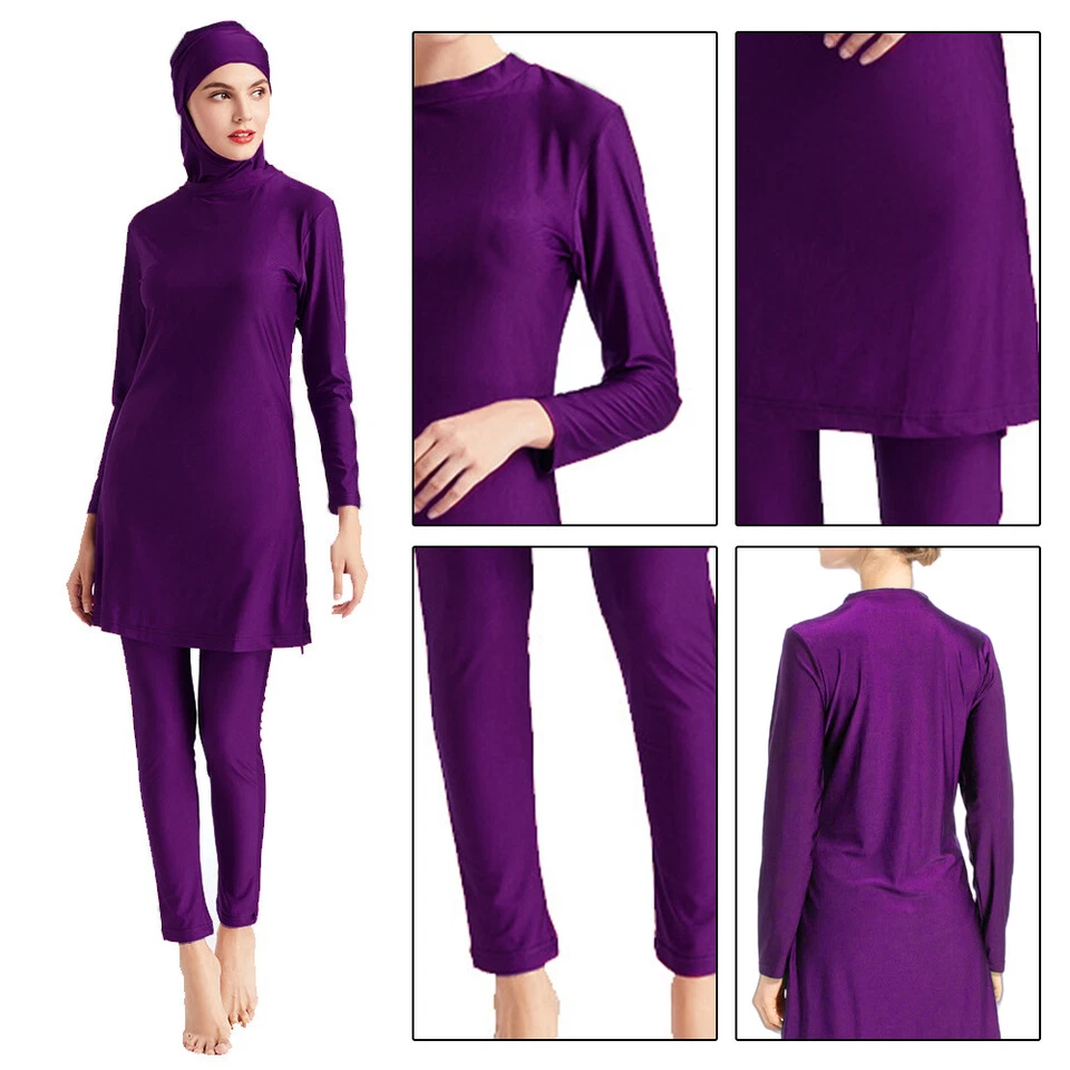 3PCS Vollabdeckung Frauen Bademode Muslim Hijab Badeanzug Strand Burkini Anzug - Bild 4 von 4