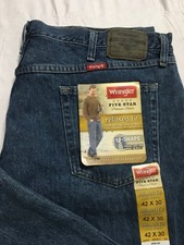 Wrangler Five Star Relaxed Fit Jeans Men's 42x30 Straight Leg Blue Denim NWT