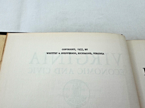 1933 VIRGINIA Wirtschaft und Bürger Hardcovr LIMITIERTE ERSTAUSGABE #423/700 Exemplare - Bild 5 von 9