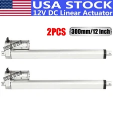 Set of 2 Heavy Duty 12" Linear Actuator Stroke 330 Pound Max Lift 12 Volt DC LBS