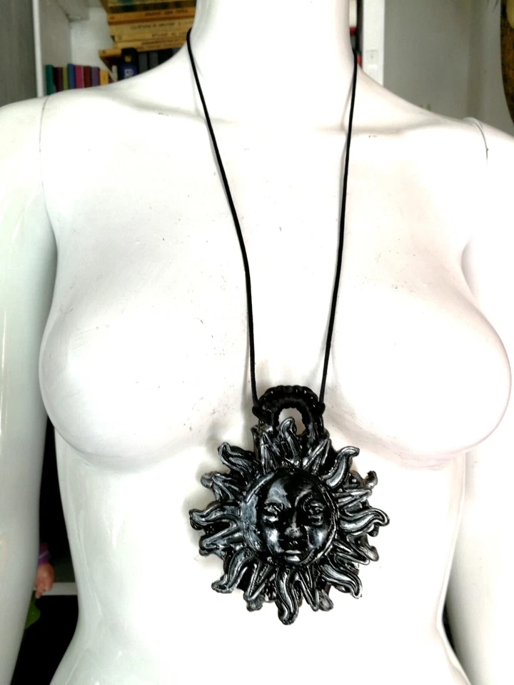 Black Sun Moon Astrology Sign Necklace Pendant Gothic Jewelry Witchcraft Symbols - Image 4 of 4