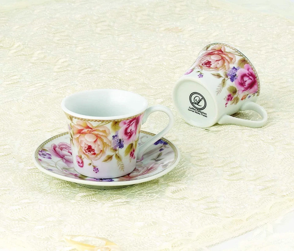 Lorren 290554 Home Trends 80-5678 tazas y platillos, talla única, rosa Foto 4 de 4