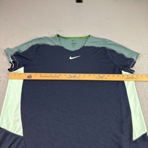 Nike Court Shirt Mens 2XL Blue Paris Slam Tennis Dri Fit Slim Pickleball Stretch - Picture 3 of 8