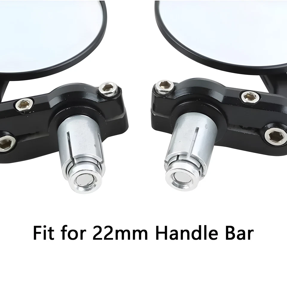 For Yamaha SR400 SR500 SR540 Motorcycle Handle Bar End Side Mirror Black 7/8"x 2 Foto 3 de 4