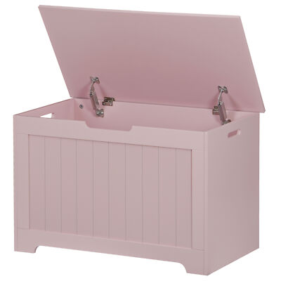Storage Chest Bench with Safety Hinge Wooden Toy Box Lift Top Entryway  Pink