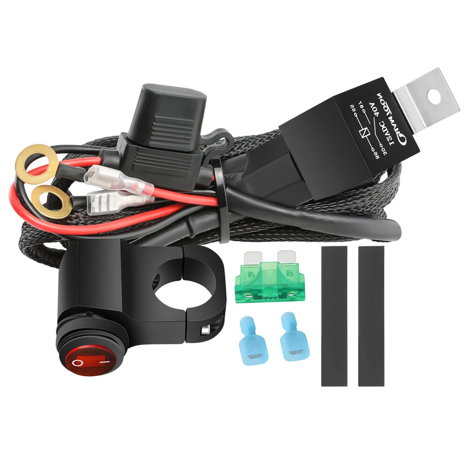 for Kawasaki KLX230SM KLX140R LED Light Bar Wiring Harness Kit Relay Fuse Switch - Image 2 of 4