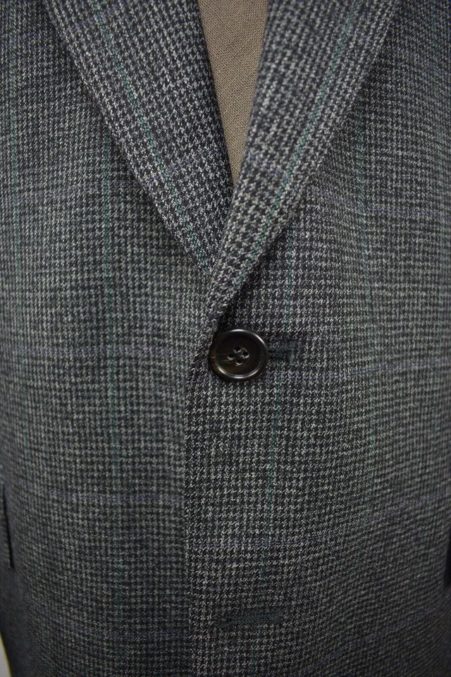 Traje de dos piezas de lana a cuadros gris oscuro Racquet Club 1976-1994 talla: 44R Foto 2 de 4