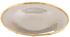 L'OBJET Brass Base Evoca Medium Round Platter EC18 Gold 12" Organic NIB