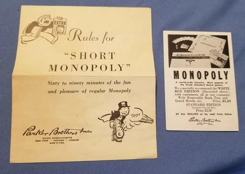 Raro Monopoly Parker Brothers 1946 completo pezzi legno tavola blu brevetto 2.026.082 - Foto 18 di 24