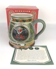 BUDWEISER A & Eagle Series Porcelain Stein w/Box & Papers Vintage Beer Bar