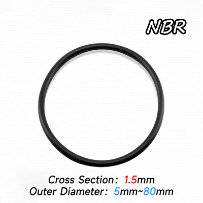 10 Stück O-Ring ORing Schnurstärke 1,5 mm NBR 70 Dichtung Dichtring OD 5mm-80mm