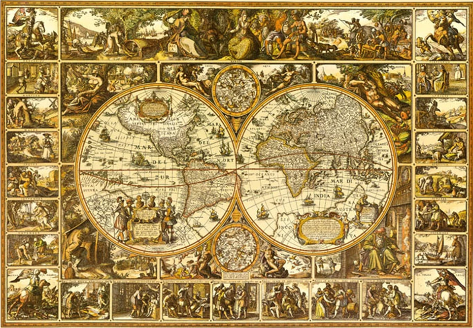 Ancient World Map 1000 Pieces Jigsaw Puzzle-SPECIAL GOLD PAPER version - Image 3 of 4