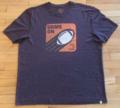 Life Is Good Game On Football Men's Brown T-Shirt Size XL