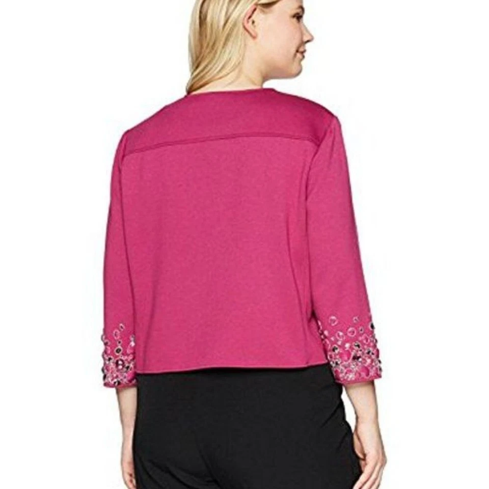 "ANNE KLEIN" ORCHID EMBELLISHED 3/4 SLEEVES PLUS SIZE JACKET BLAZER SIZE: 1X NWT - Image 3 of 3