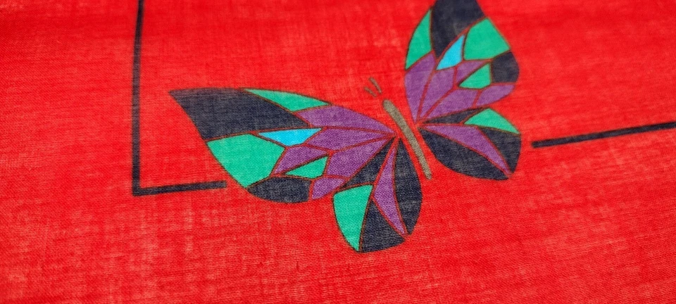 Pañuelo Mariposa Algodón Rojo Hanae Mori Mariposas Púrpura Hankie Vintage Foto 4 de 4