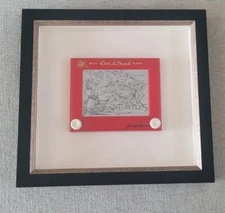 One Of A Kind Authentic Autographed Sketch/Drawing/Shadow Box Etch-A-Sketch 