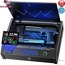 Biometric Safe Fingerprint Access LCD Temp Humidity Monitor Quick Secure Storage