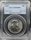 1959 - MS64 FBL- PCGS Certified- BU Franklin Half Dollar- Full Bell Lines - MS64