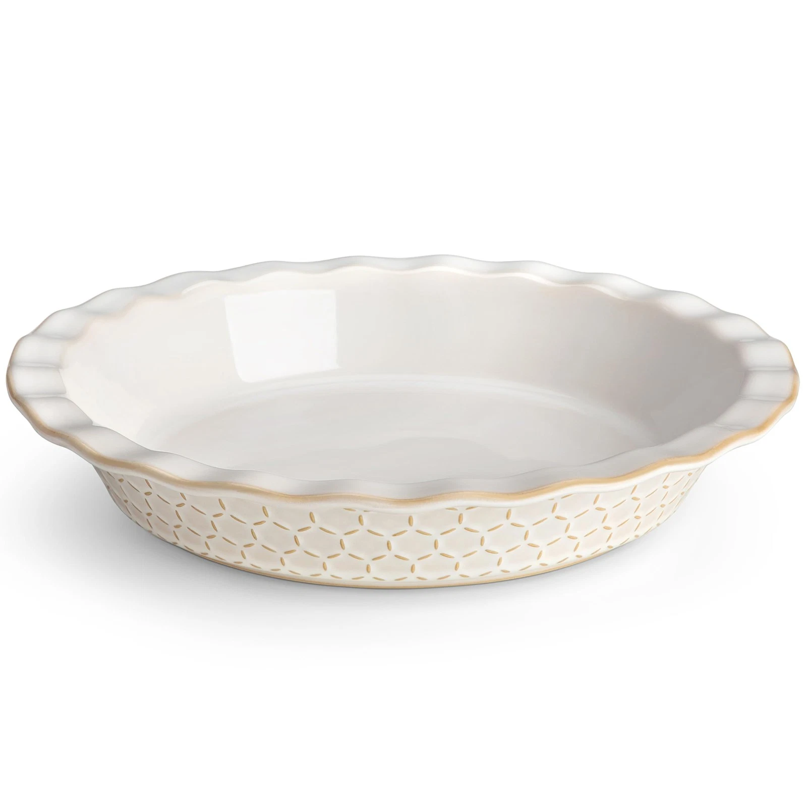 Pie Dish for Baking, Stoneware Pie Pan 9 Inch, Embossed Deep Dish Pie Pans, 4...