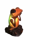 Tiffany Style Amber Glass Frog On Metal Lily Pad Table Lamp Night Light Vintage