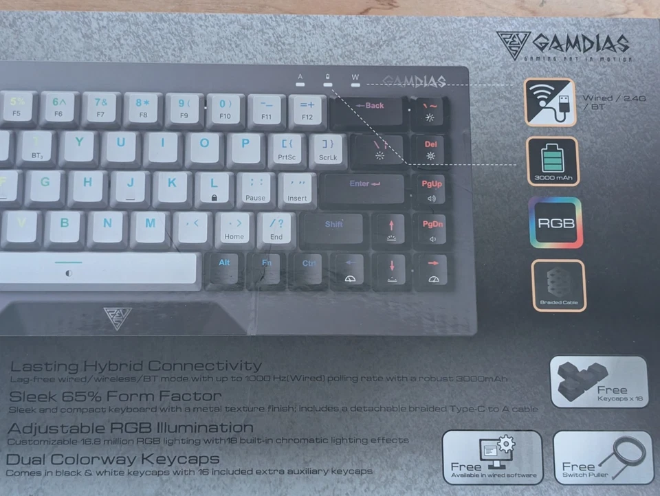 Gamdias HERMES M4 Hybred Wired RGB USB Mechanical COMPACT Keyboard NEW - Image 2 of 4