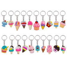 20pcs Cute Ice Cream Cartoon Keychains Keyring Bag Backpack Charm Gift