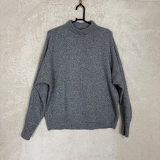 LOFT Womens Grey Mock Neck Dolman Sleeve Knit Sweater Medium Heathered Pullover
