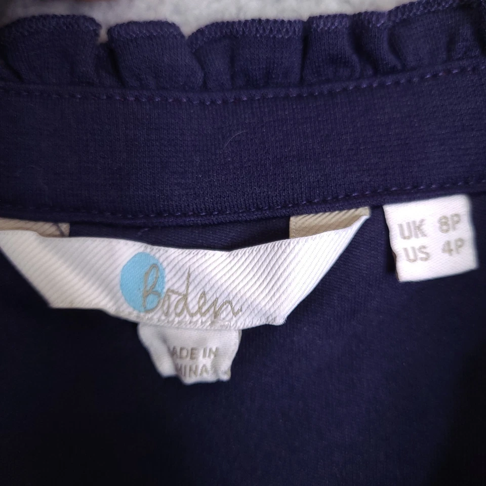 Boden Annette Ponte Dress Size 8P Ribbon Tie Keyhole Navy Blue Sailor 3/4 Sleeve - Image 4 of 4