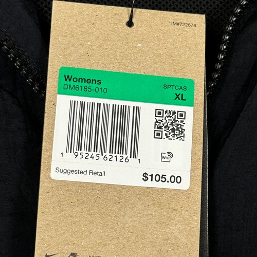 Nike Womens Windbreaker Jacket Size XL Black Full Zip Pockets Lightweight new - Picture 5 of 10