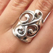 HAGIT GORALI 925 Sterling Silver Vintage Ornate Floral Modernist Ring Size 8